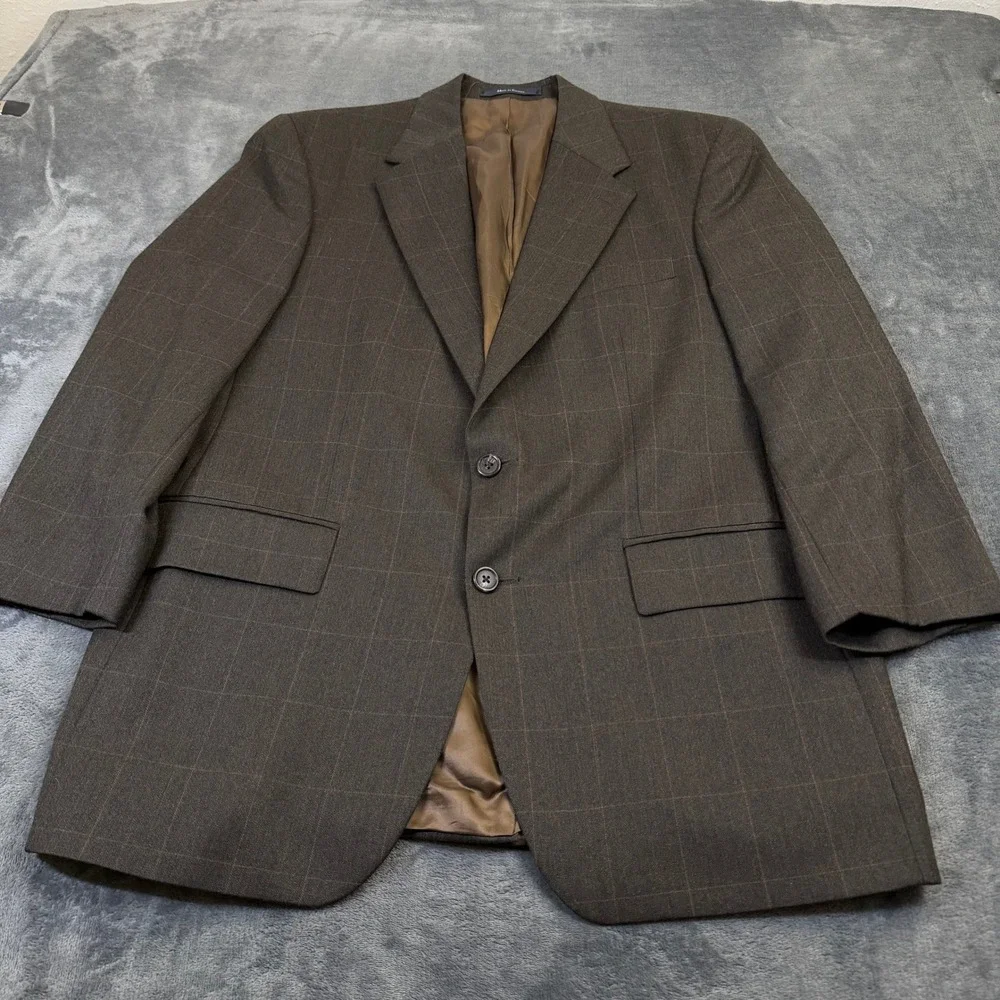 Chaps Ralph Lauren Blazer Mens 42 Regular Brown Wool Herringbone Windowpane